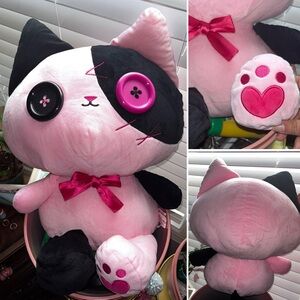 Pink and Black Cat Plush Toy